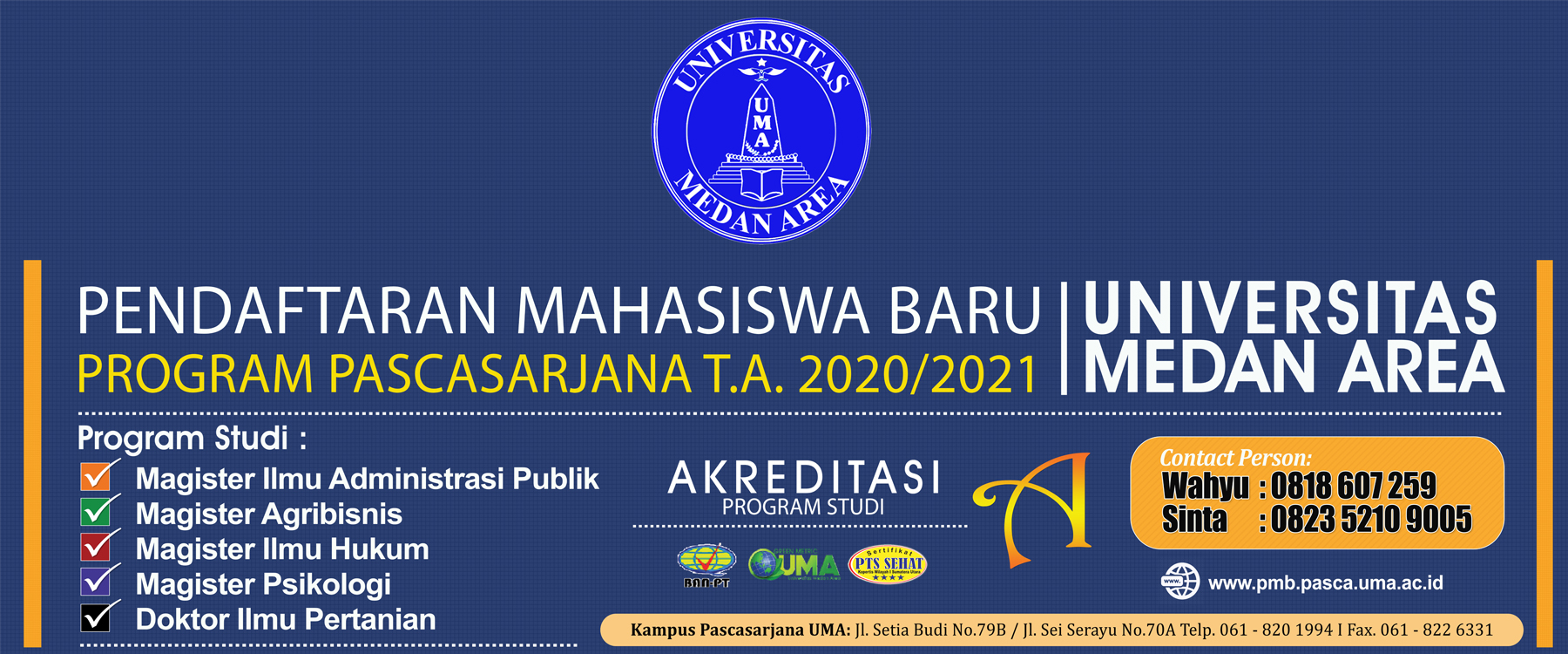 Slider PMB Program Pascasarjana Universitas Medan Area TA 2020-2021 ...